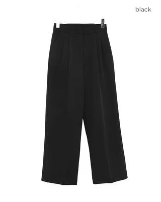 High-waisted banding pintuck slacks