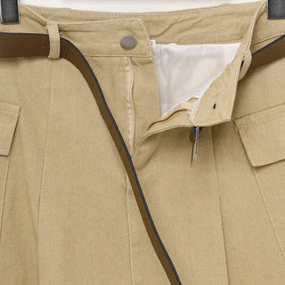 Belted mini skirt with side pockets