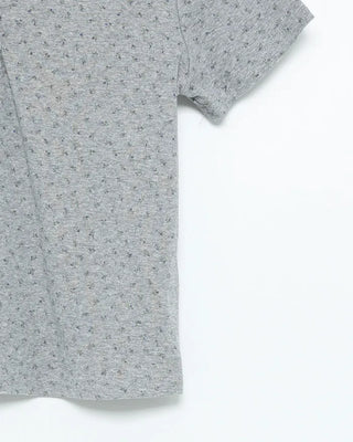Henley Neck Flower Short Sleeve T-Shirt