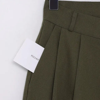 Two-pleat cotton wide-leg pants
