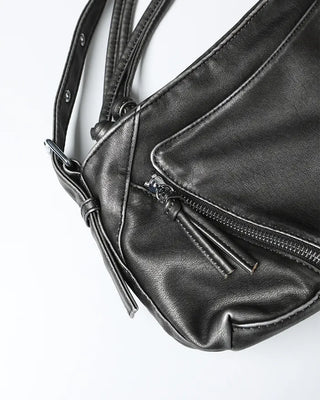 Vintage Washed Square Eyelet Shoulder Bag