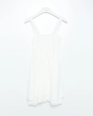 Pintuck lace mini dress