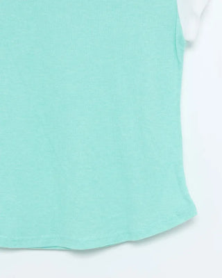 See-through two-tone short-sleeve T-shirt