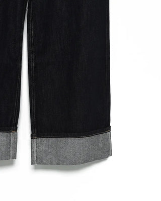 Wide-leg low-rise denim pants