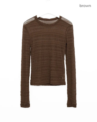 Patterned sheer layered long-sleeved T-shirt