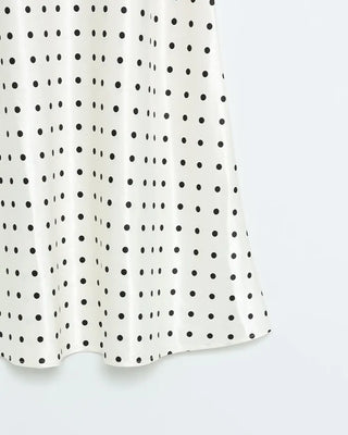 Polka Dot Satin Long Skirt