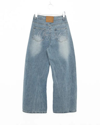 Embroidered denim pants