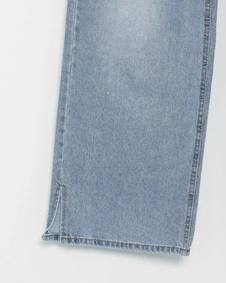 Distressed wide-fit denim pants