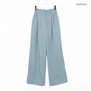 Wide-fit slacks with two pleats