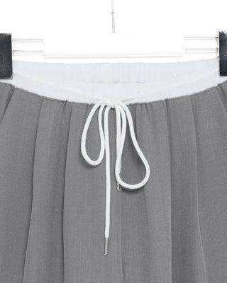 Two-tone elastic waist slacks