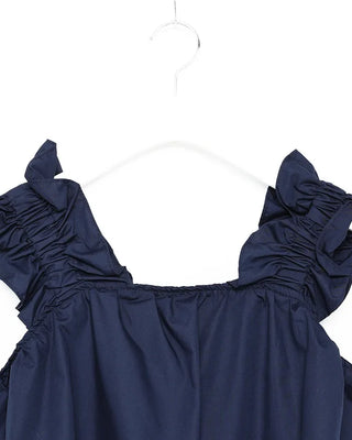 Shirred strap square neck blouse