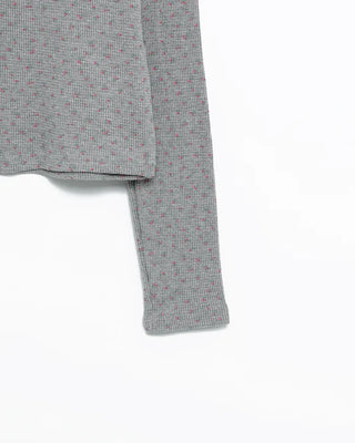 Flower Henley Neck Long T-Shirt