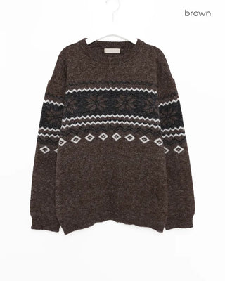 (Unisex) Snowflake Round Neck Knit