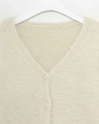 V-neck loose-fit shaggy knit