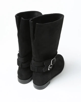 Ankle double belt 2-way suede boots