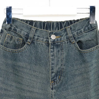 Washed wide denim pants
