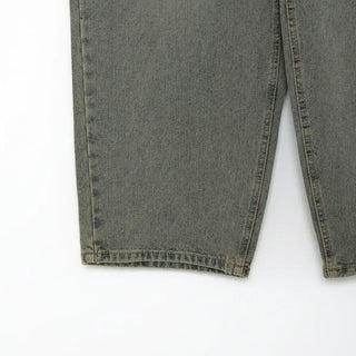 Gray wash denim wide pants