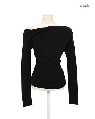 Drape off-shoulder knit