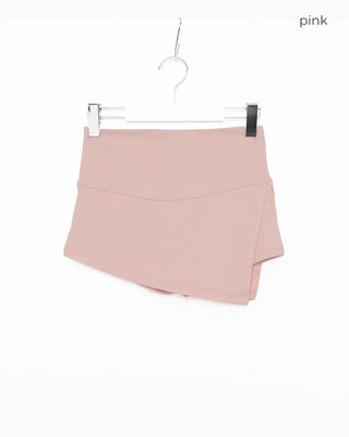 Asymmetrical design ribbed skirt pants