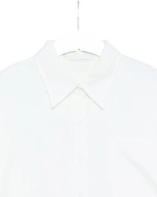 Patch bust pocket round hem shirt