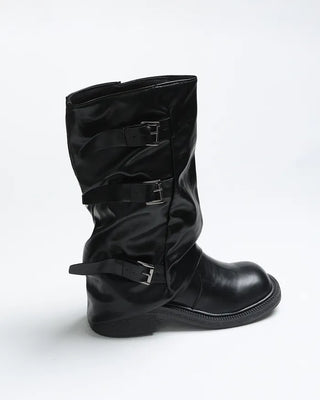 Buckle mid-calf boots
