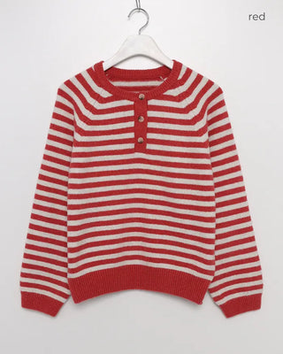 Striped Henley Neck Knit