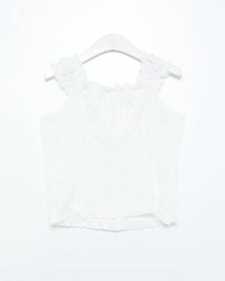 Frilled hem sleeveless blouse