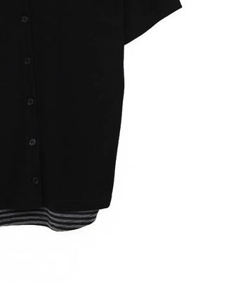 Striped layered short-sleeved cardigan