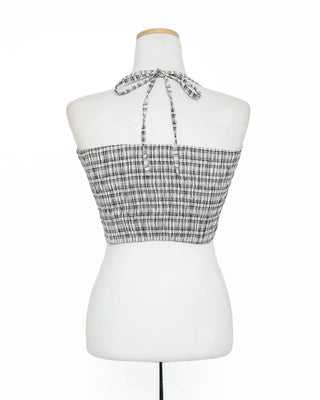 Checked halter camisole