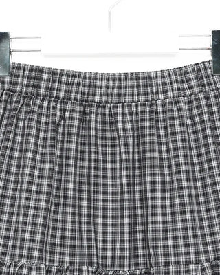 Checked tiered long skirt