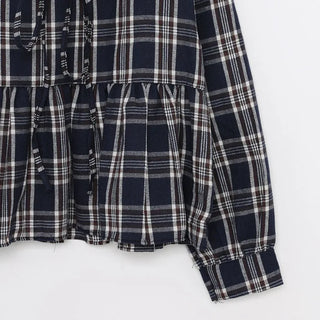 2-way check peplum blouse