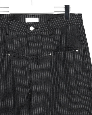 (Unisex) Pencil Stripe Wide Black Jeans