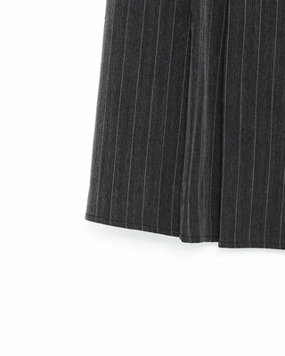 String belt & striped pleated midi skirt