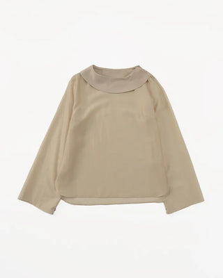 (ORIGINAL) Round Collar Button Sheer Blouse
