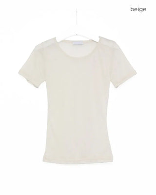 See-through slim half T-shirt