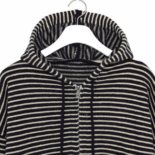 Striped knit hooded zip-up