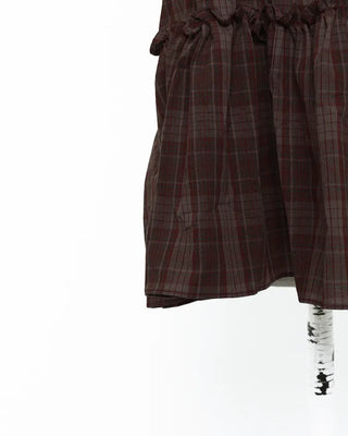 Frilled Shirring Check Sleeveless Dress