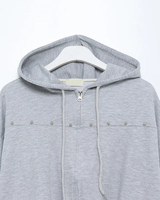 Studded Vintage Hooded Zip-Up