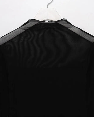 V-neck see-through bicolor T-shirt