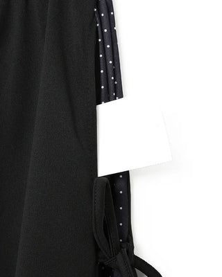Dot Bicolor Ribbon Elastic Waist Pants