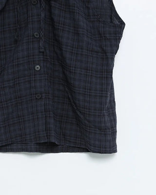 Checked ribbon gathered sleeveless blouse