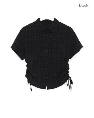 Shirring String Check Short-Sleeve Shirt
