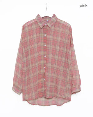 Madras check sheer shirt
