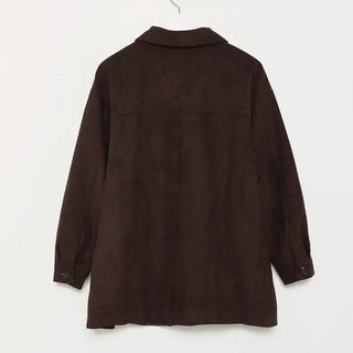 Suede Collar Neck Mid-Length Jacket