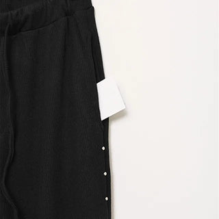 Side-studded ribbed knit easy pants