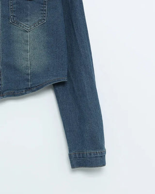Slim-fit cropped denim shirt