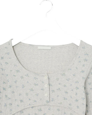 Flower detail button t-shirt