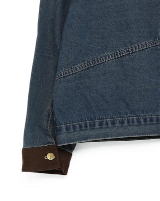 Corduroy Collar Neck Denim Jacket