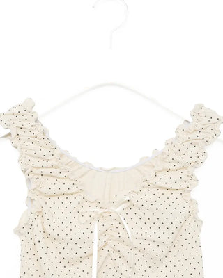 Pindot Ribbon Gathered Elastic Tank Top