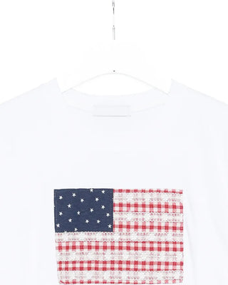 Gingham Lace American Semi-Cropped Half T-Shirt